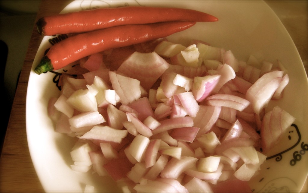 Onion and chillies